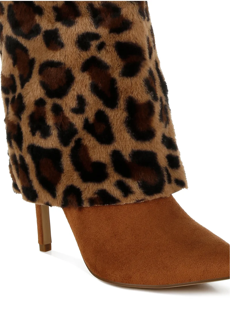 London Rag Fold-Over Calf-High Boots in Leopard