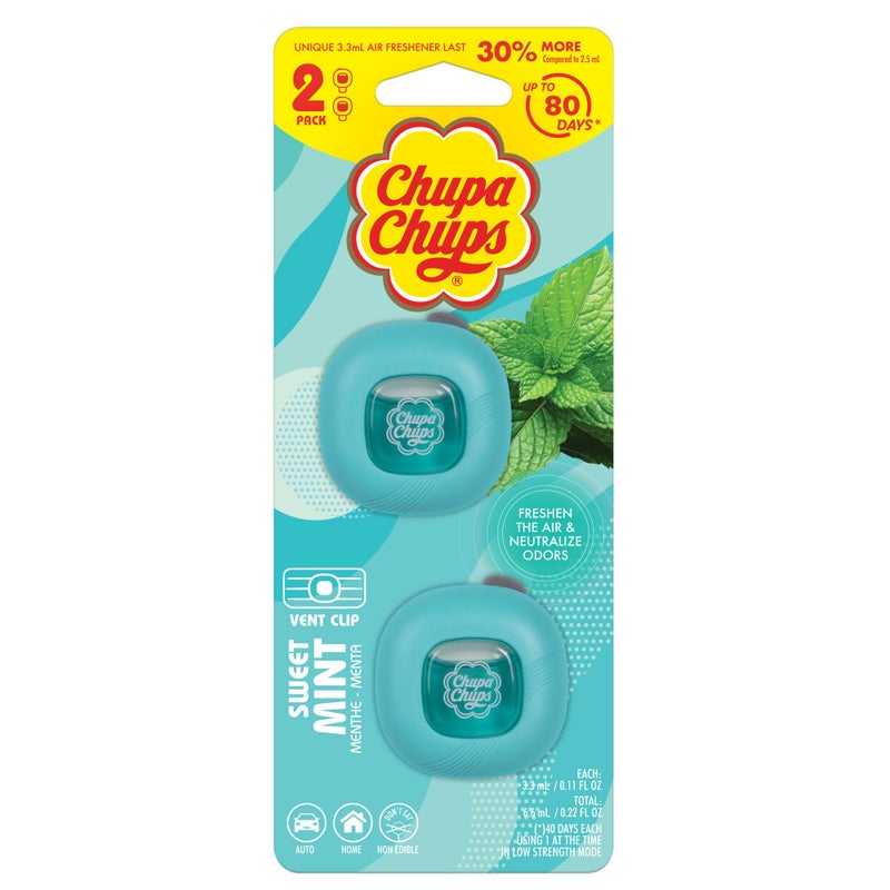 Chupa Chups Car Air Freshener Sweet Mint Long Lasting Car Fresheners with Fun Scents Colorful and Vibrant Air Freshener for Car Unique Car Freshner Perfume Deodorizer Refresher Fragrance