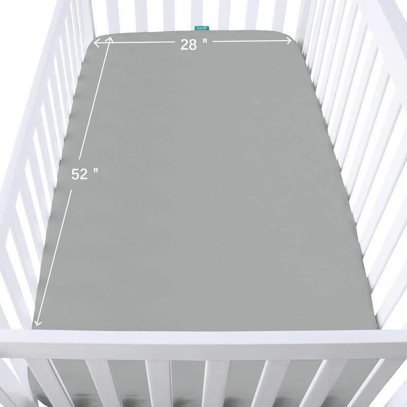 Biloban 2 Pack Ultra Soft Microfiber Crib Mattress Sheets, Toddler Baby Crib Mattress Cover Sheets, Grey, 52”X 28”X 8” - Image 5