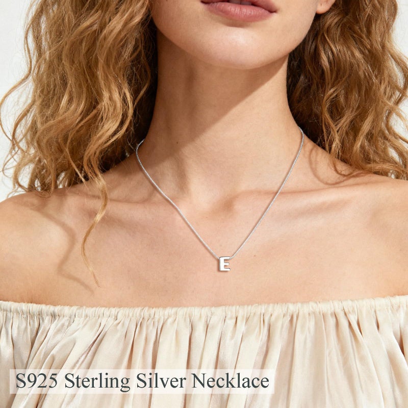 CANDYFANCY S Initial Necklace 925 Sterling Silver Letter Pendant Personalized 26 Alphabet Necklace for Women Men Gift with 18" Box Chain - Image 3