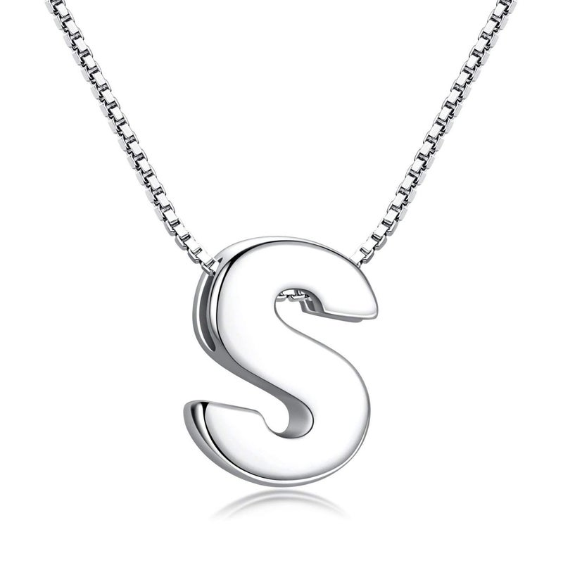 CANDYFANCY S Initial Necklace 925 Sterling Silver Letter Pendant Personalized 26 Alphabet Necklace for Women Men Gift with 18" Box Chain - Image 1
