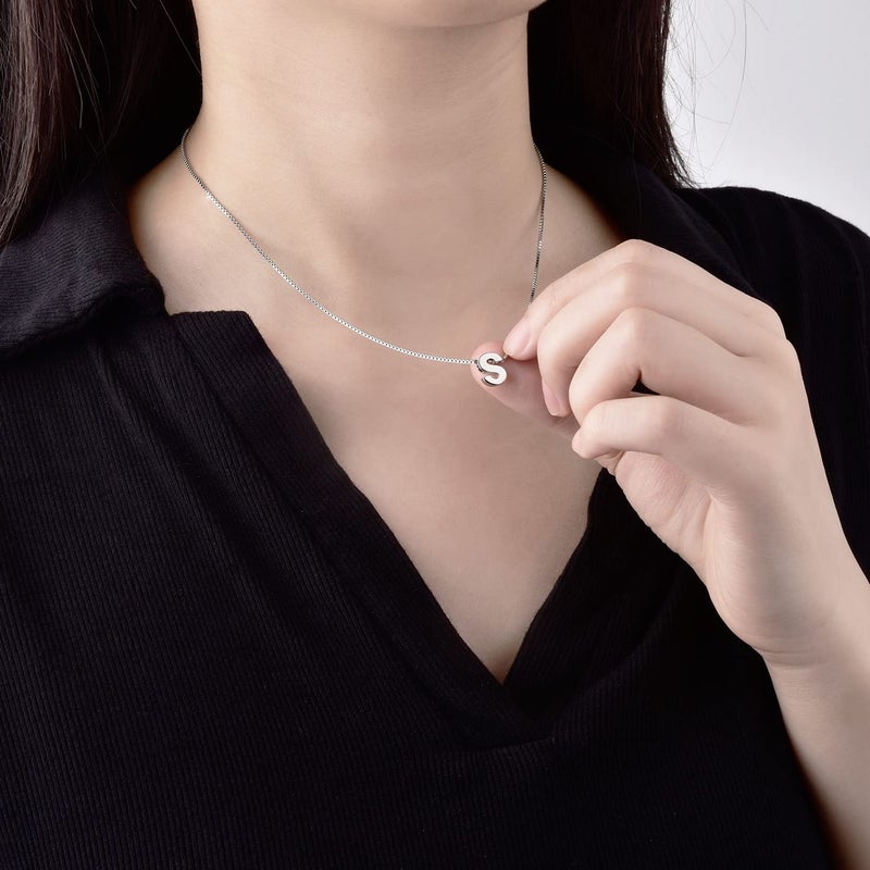 CANDYFANCY S Initial Necklace 925 Sterling Silver Letter Pendant Personalized 26 Alphabet Necklace for Women Men Gift with 18" Box Chain - Image 2