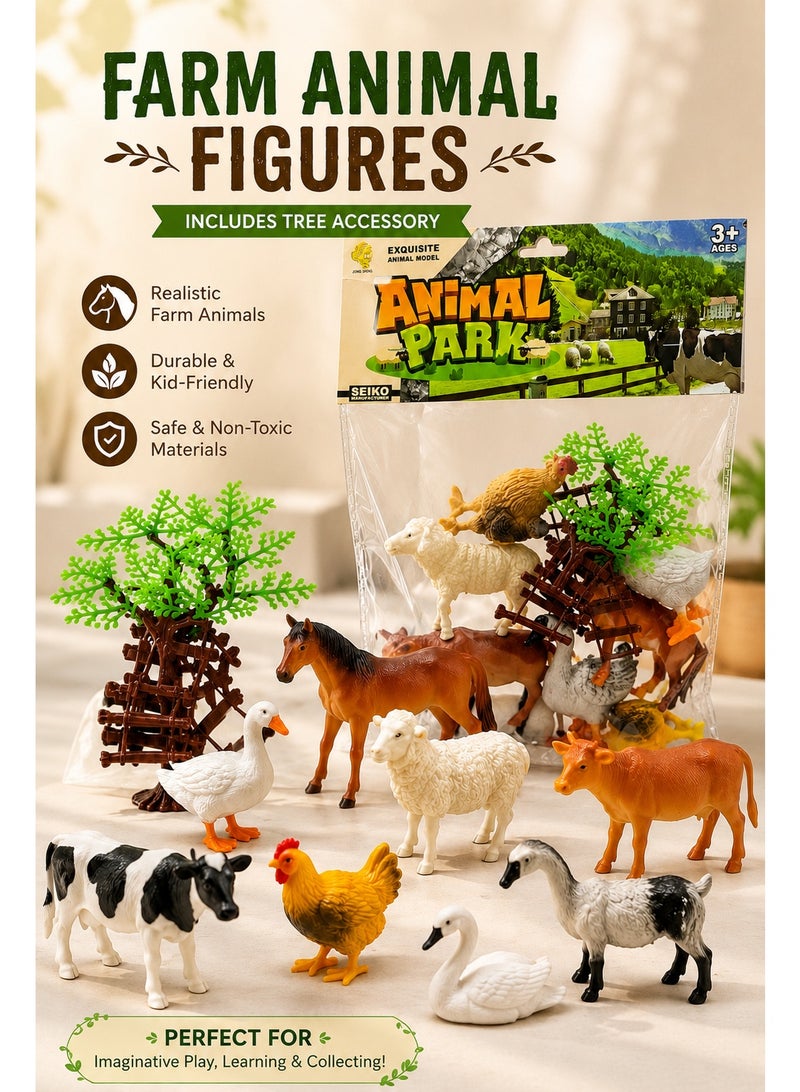 Farm Animal Figures Toy Set with Tree & Fence Accessories, Realistic Cow, Horse, Sheep, Chicken, Duck & Farm Animals, Pretend Farm Playset for Kids Age 3+ - Image 5
