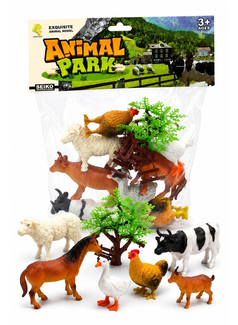 Farm Animal Figures Toy Set with Tree & Fence Accessories, Realistic Cow, Horse, Sheep, Chicken, Duck & Farm Animals, Pretend Farm Playset for Kids Age 3+ - Image 1