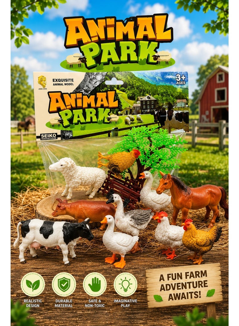 Farm Animal Figures Toy Set with Tree & Fence Accessories, Realistic Cow, Horse, Sheep, Chicken, Duck & Farm Animals, Pretend Farm Playset for Kids Age 3+ - Image 4