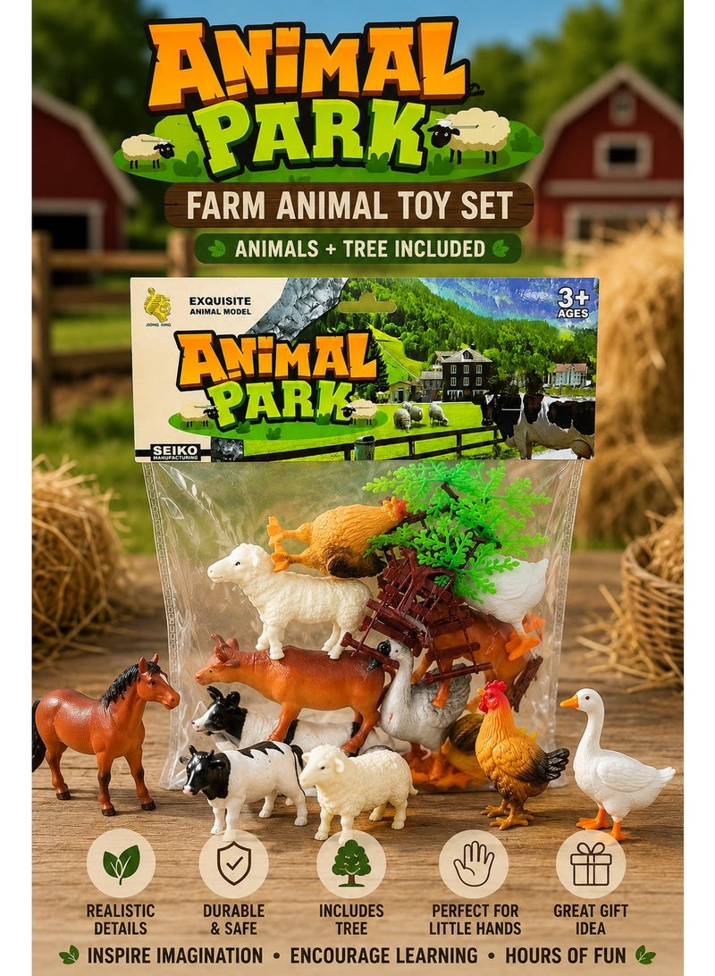Farm Animal Figures Toy Set with Tree & Fence Accessories, Realistic Cow, Horse, Sheep, Chicken, Duck & Farm Animals, Pretend Farm Playset for Kids Age 3+ - Image 3