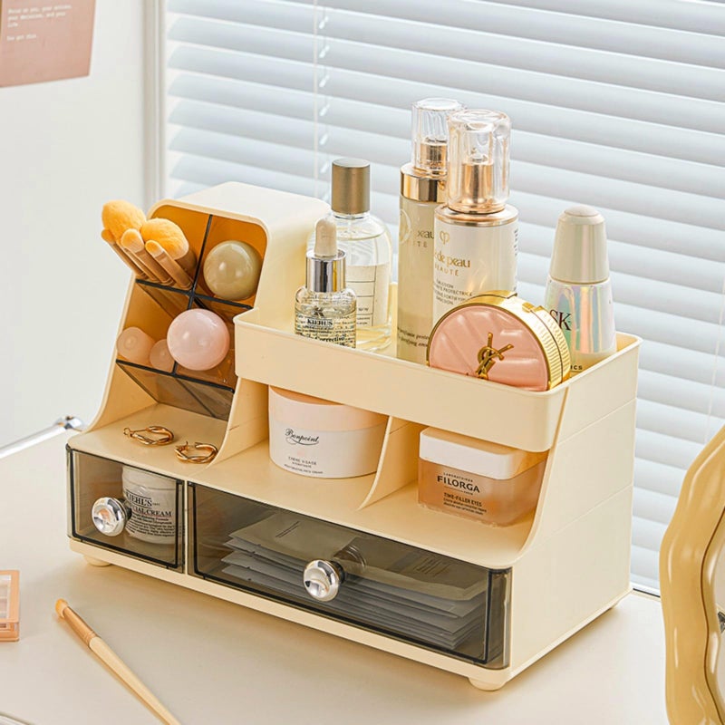 Heaime Makeup Organizer with Drawers for Vanity,Bathroom Countertop Organizer with Brushes Holder,Skincare Storage Organizer,Perfect Cosmetic Display Case for Your Beauty Essential - Image 1
