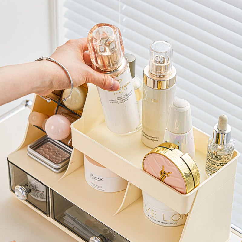 Heaime Makeup Organizer with Drawers for Vanity,Bathroom Countertop Organizer with Brushes Holder,Skincare Storage Organizer,Perfect Cosmetic Display Case for Your Beauty Essential - Image 4