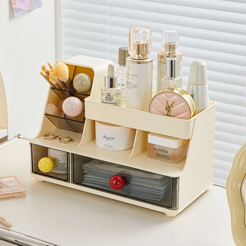 Heaime Makeup Organizer with Drawers for Vanity,Bathroom Countertop Organizer with Brushes Holder,Skincare Storage Organizer,Perfect Cosmetic Display Case for Your Beauty Essential - Image 3