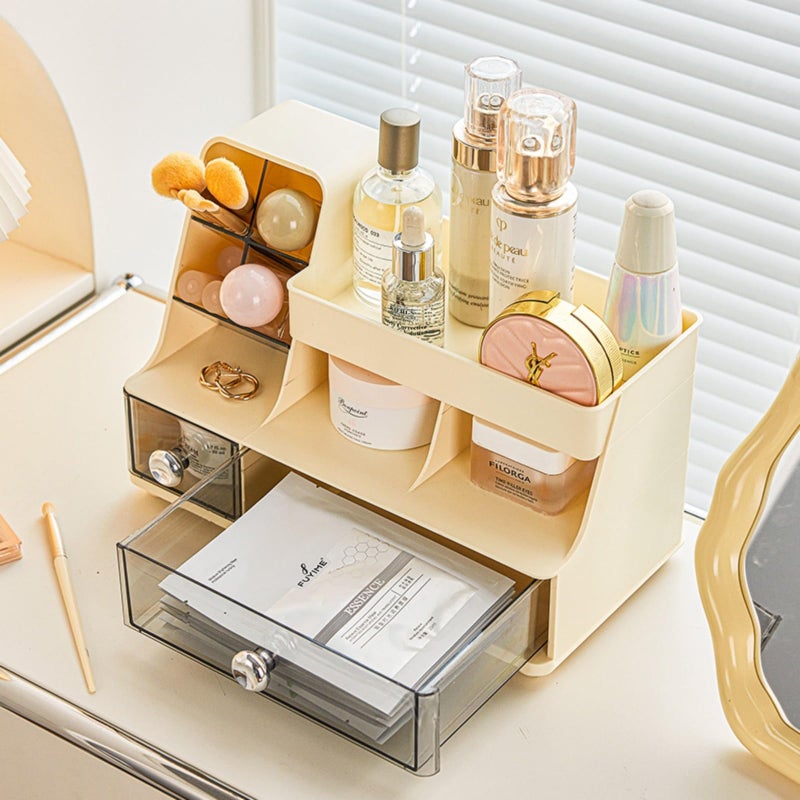 Heaime Makeup Organizer with Drawers for Vanity,Bathroom Countertop Organizer with Brushes Holder,Skincare Storage Organizer,Perfect Cosmetic Display Case for Your Beauty Essential - Image 2