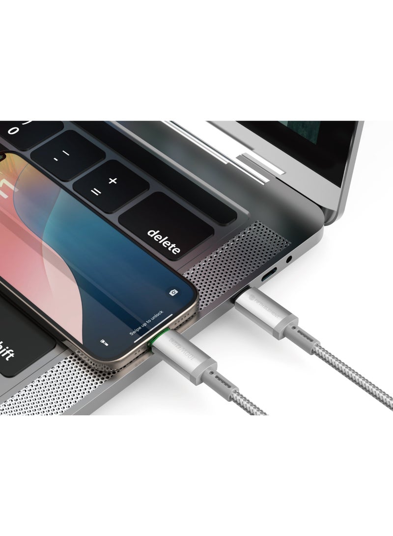 FIFTH ELEMENT SNAP 1m Magnetic USB-C to USB-C Cable, 100W PD Fast Charging Nylon Braided with LED Indicator – Grey - Image 3