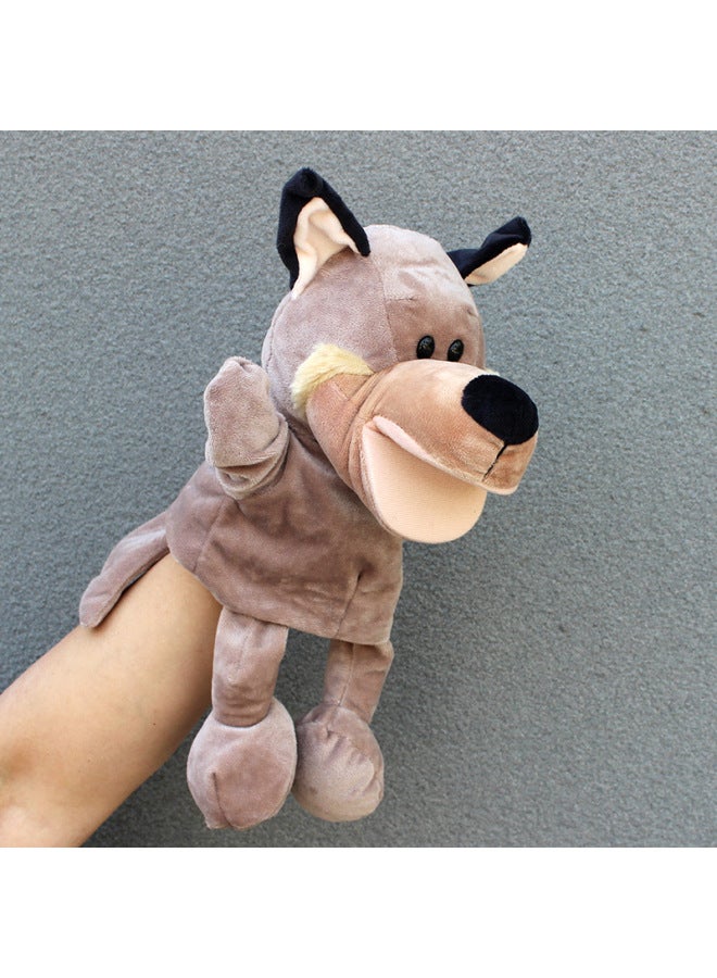 Full-body Hand Doll Toy Animal Gloves Doll Open Mouth Ventroll Doll Parent-child Interactive Performance Early Childhood Education-Color:Big Bad Wolf (Mouth Movable)-Height:30cm Large Hand Puppet  - Image 1