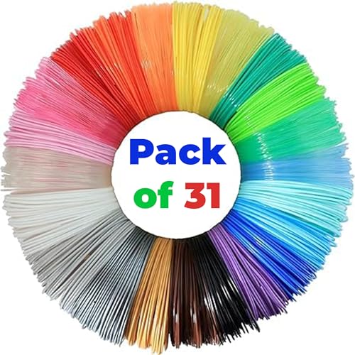 NFIL3D 31pcs Multicolor Filament of 3D Pen 5Meter Each | 3D Pen Filament | 3D Pen Refill | 3D Pen for Kids | Compatible with All 3D Pens | 1.75mm | (Set of 30Pcs) + 1Free (Pack of 31) - Image 1