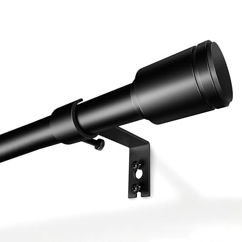Edidonson 5/8” Diameter Curtain Rods 30-120 Inch, for 30-114 Inch Windows, Adjustable Splicing Black Curtain Rods for Windows with Brackets, Window Rod Long Small Curtains Rod - Image 1