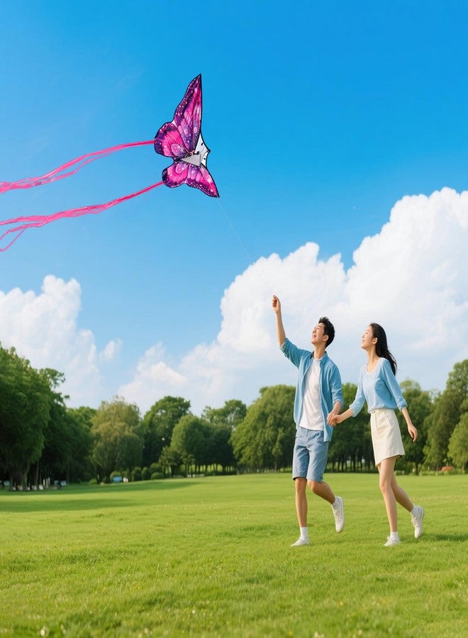 Flying Hoofer Butterfly Kite, Easy to Fly Kites for Kids & Adults, Beach Kites for Boys & Girls Ages 4-8 & 8-12, 55''X 28'' Large Single Line Kite(Pink) - Image 3