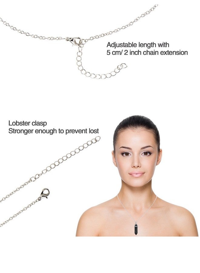 eBoot Womens 12 Pieces Hexagonal Chakra Crystal Bullet Shape Gemstone Pendant Necklaces Pointed Quartz Stone Chain Necklaces Artificial Stone With Storage Bag (Soft Color Set) - Image 3