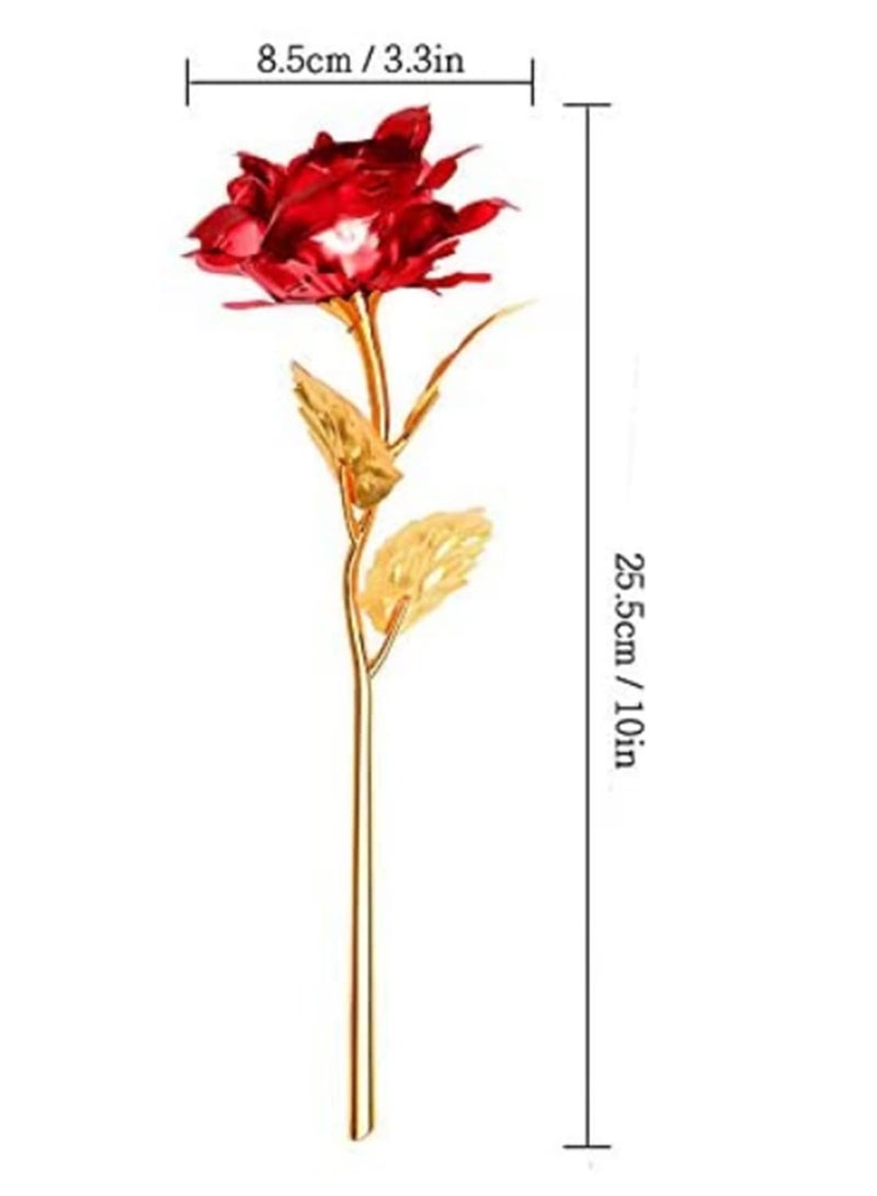 Generic 24K Gold Plated Rose Valentine Day Gift Romantic Golden Flower for Birthday Anniversary Home Decor Festive Party Supplies with Love Base Elegant Present for Her  - Image 2