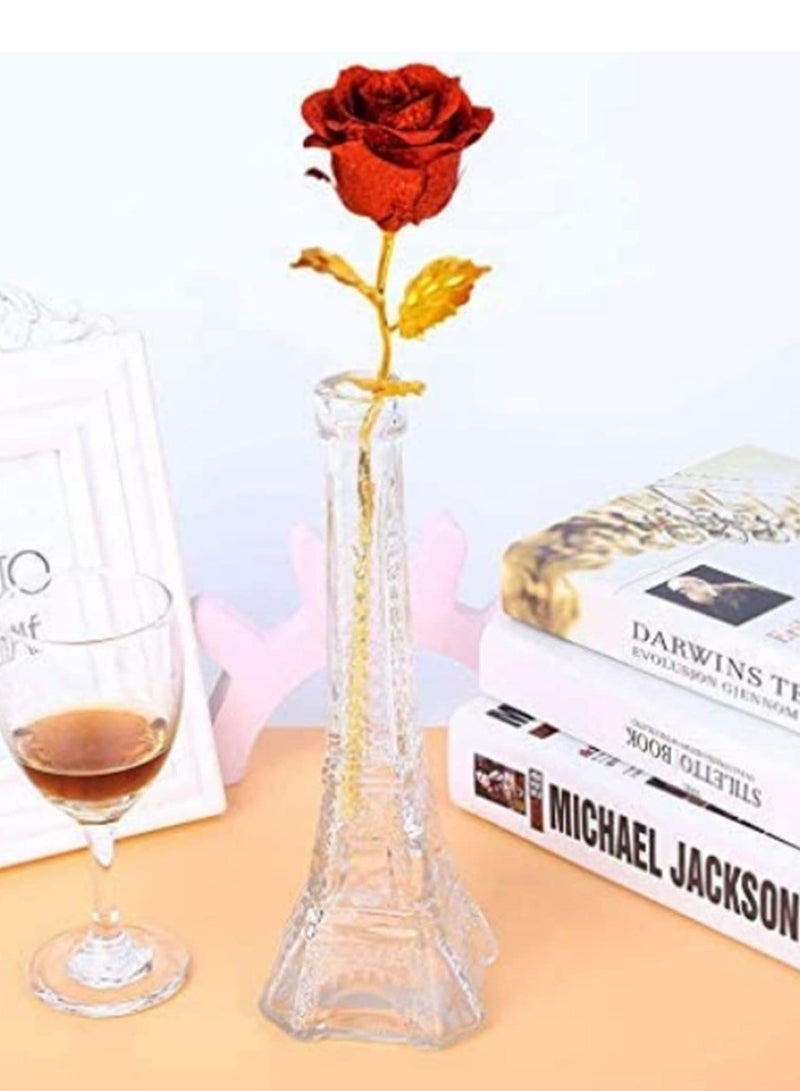 Generic 24K Gold Plated Rose Valentine Day Gift Romantic Golden Flower for Birthday Anniversary Home Decor Festive Party Supplies with Love Base Elegant Present for Her  - Image 5