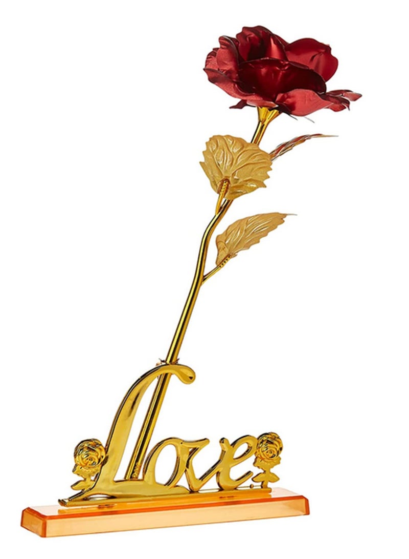 Generic 24K Gold Plated Rose Valentine Day Gift Romantic Golden Flower for Birthday Anniversary Home Decor Festive Party Supplies with Love Base Elegant Present for Her  - Image 3