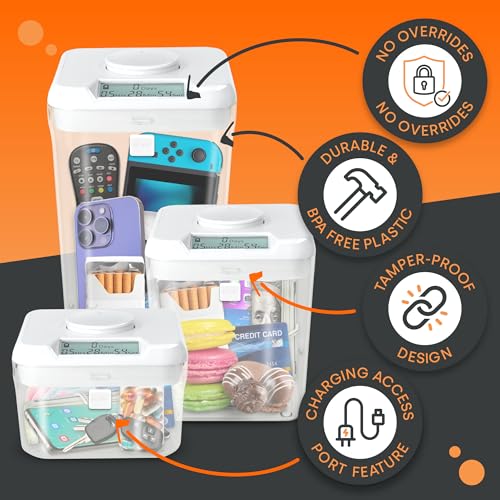 Kitchen Safe kSafe Time Locking Container XL – Tech Lock Box for Tablets, Game Controllers, Large Snack Bags, BPA-Free Plastic, No Overrides, 5.5” W x 10.4” L, White Lid, Clear Base - Image 3