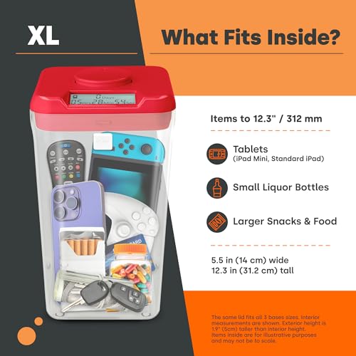 Kitchen Safe kSafe Time Locking Container XL – Tech Lock Box for Tablets, Game Controllers, Large Snack Bags, BPA-Free Plastic, No Overrides, 5.5” W x 10.4” L, White Lid, Clear Base - Image 5
