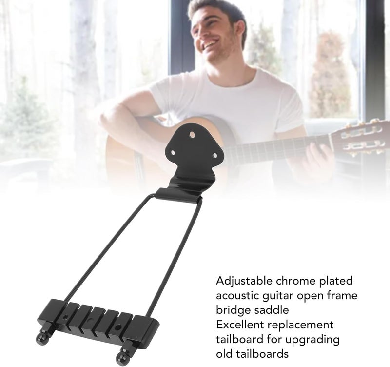 6 String Trapeze Tailpiece Bridge, Guitar Trapeze Bridge, Metal Tailpiece Replacement with Screws for Electric Guitars and Jazz Instruments (Black) - Image 5