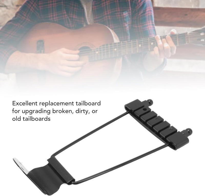 6 String Trapeze Tailpiece Bridge, Guitar Trapeze Bridge, Metal Tailpiece Replacement with Screws for Electric Guitars and Jazz Instruments (Black) - Image 2