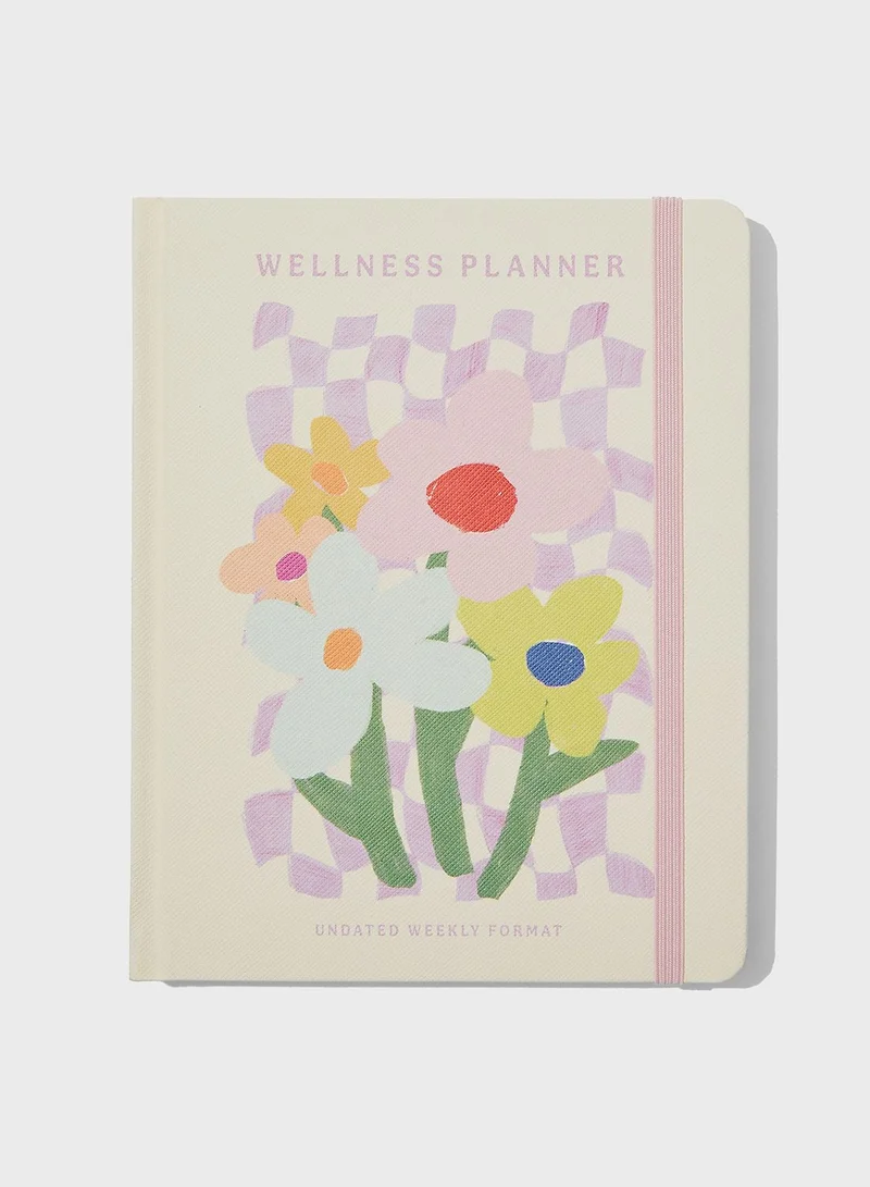 Typo Checkerboard Daisies Undated Small Wellness Planner
