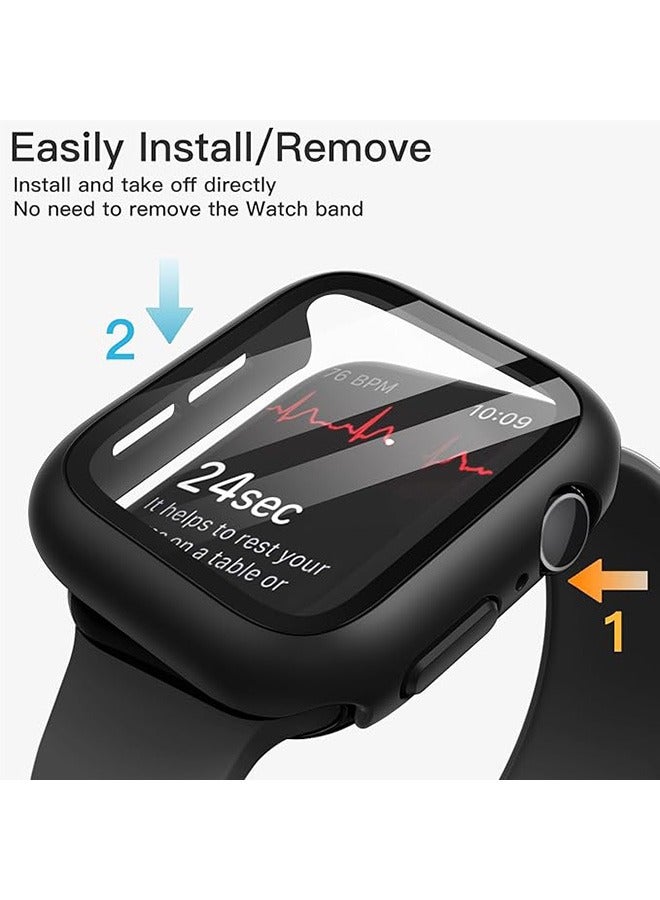 2 Pcs Case with Screen Protector for Apple Watch Series 10 46mm, Overall Protective Cover, Built-in Tempered Glass Film High Sensitivity (Black) - Image 4
