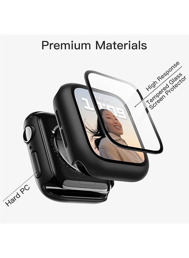 2 Pcs Case with Screen Protector for Apple Watch Series 10 46mm, Overall Protective Cover, Built-in Tempered Glass Film High Sensitivity (Black) - Image 3
