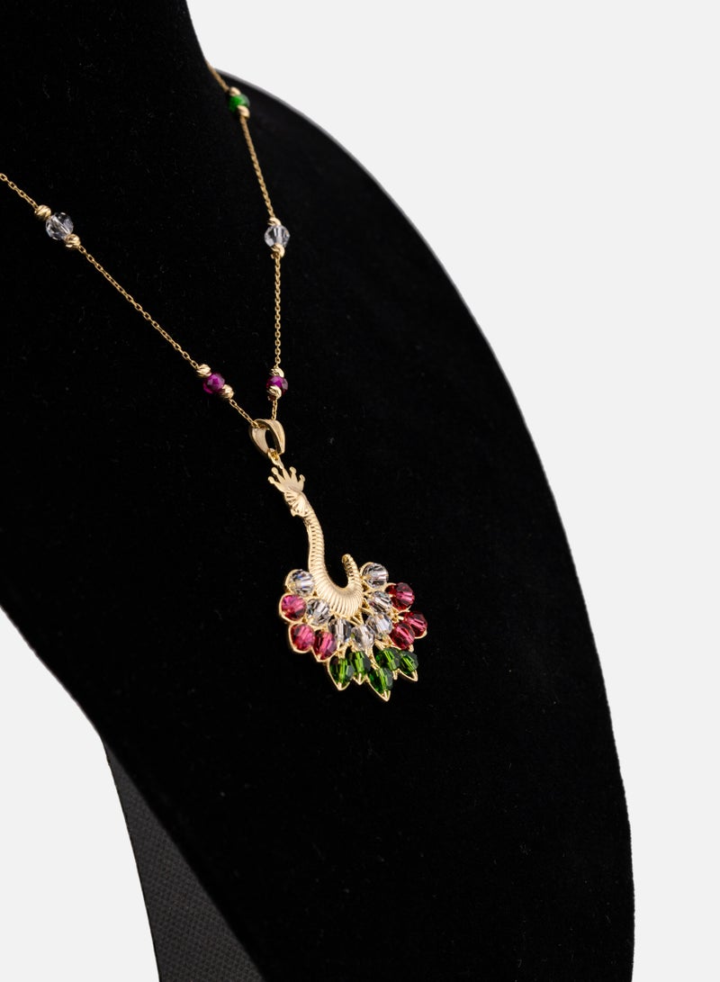 AAZ Jewellery L.L.C White/Red Queen Peacock 18k Gold Plated Silver Necklace - Image 4