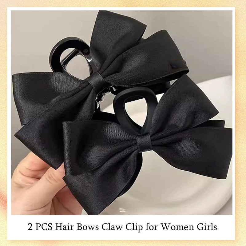 FDBJulyy Premium Hair Clips for Women: Bow-knot Claw Clips for Thick and Thin Hair, Big Non-slip Bow Clips in Black - Image 4