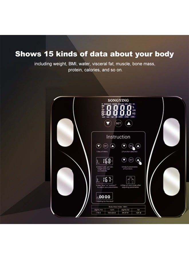 Hihonor Intelligent Weight Scale, Body Fat Scale, Body Weight Scale, Digital Scales for Body Weight Household Health Monitor, High Precision Intelligent Digital Electronic Weight BMI Scale, Black  - Image 2