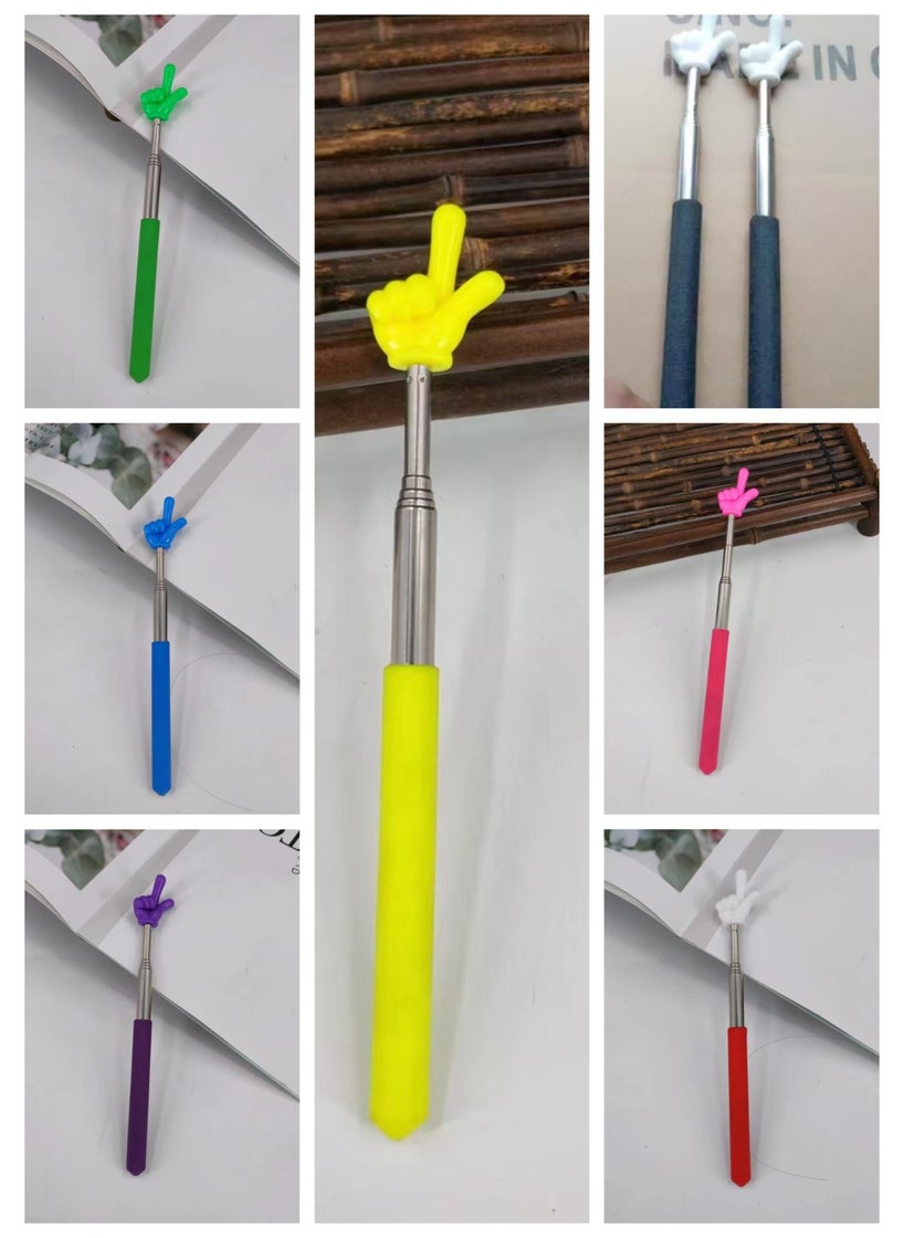 Generic Kids Reading Pointer Adjustable Stainless Steel Yellow telescopic learning finger stick 