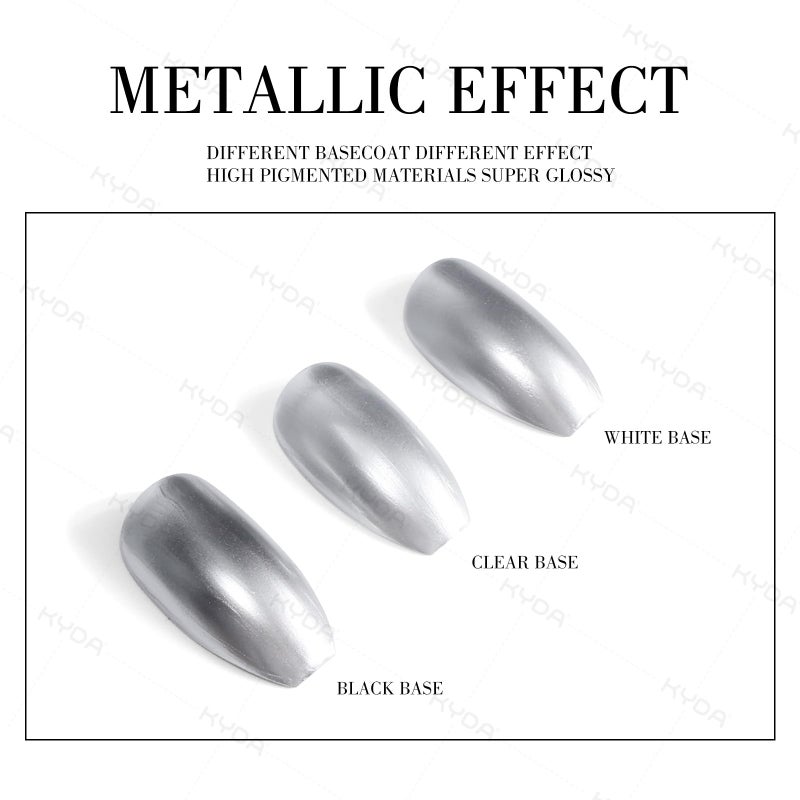 KYDA 18ml Gold Mirror Nail Polish, Bright Glossy Mirror Polish for Nails Art, Longlasting Shine Metallic Effect Nails Art, Gorgeous Reflective Manicure Nail Lacquers-Silver, 0.61 fl oz - Image 3
