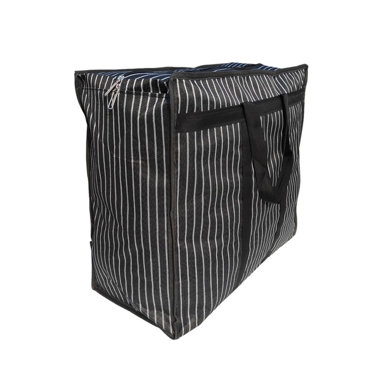 MARQUEONN MARQUEONN Multipurpose Extra Large Big Heavy Duty Storage Organizer Reusable Canvas Shopper Bag with Strong Handles and Base with Covers Zip - Image 1