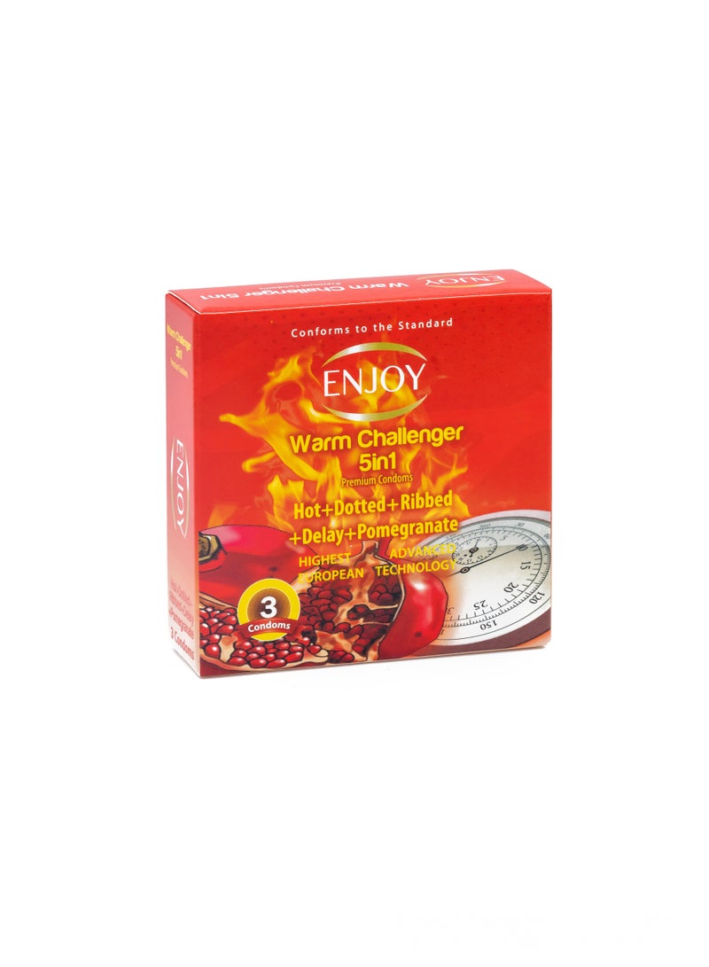 ENJOY Pack Of 4 Warm Challenger Pomegranate Premium Condoms 12 Pcs - Image 3