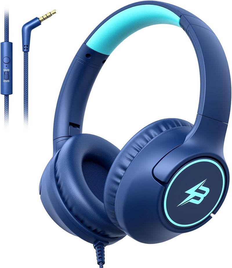 Botesty Sound Kids Headphones with Cord for School, 85/94dB Volume Limit, Wired Over Ear Headphones for Kids Boys Girls with Microphone, Stereo Sound 3.5mm Jack for Kindle, Tablet, Airplane Travel - Image 1