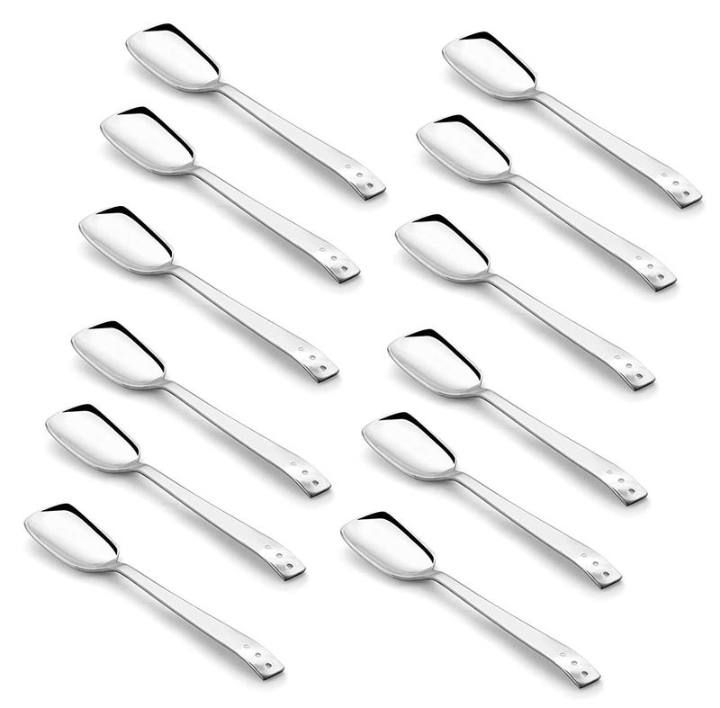 SHAPES Premium Stainless Steel White Dot Ice Cream Spoon Set of 12 Pieces | Ice Cream Spoon, Frozen Desserts | Rust-Resistant, Dishwasher Safe, Elegant Design - Image 1