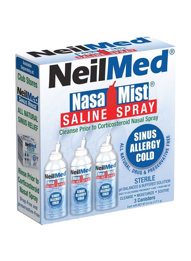 NeilMed Nasamist Isotonic Saline Spray. Soothe, Moisturize And Cleanse Using Specially Designed Tip. 177Ml. Contains 3 Nasamist Canisters - Image 1
