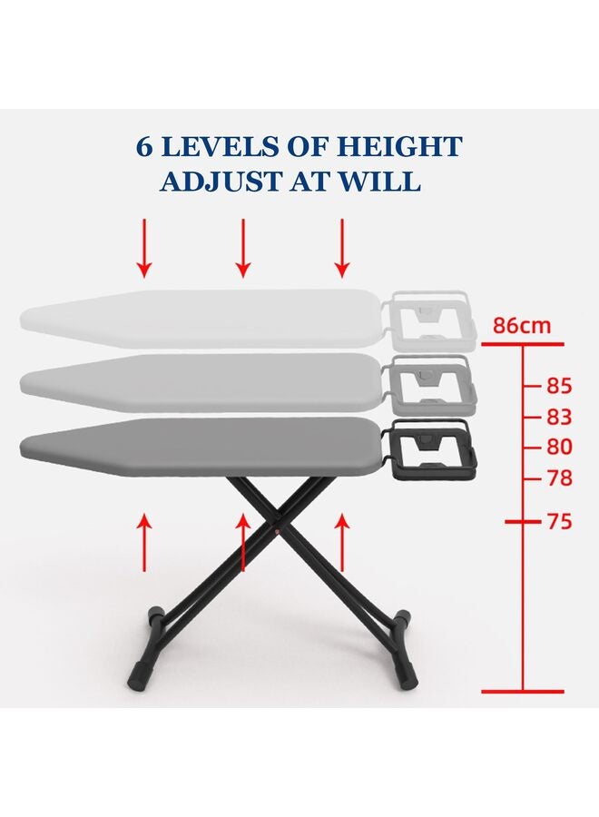 Deluxe Ironing Board with Heat Resistant Cover and Thicken Felt Pad, Heavy Sturdy Legs,Full Size Hanger Iron Board,Foldable (Grey) - Image 2