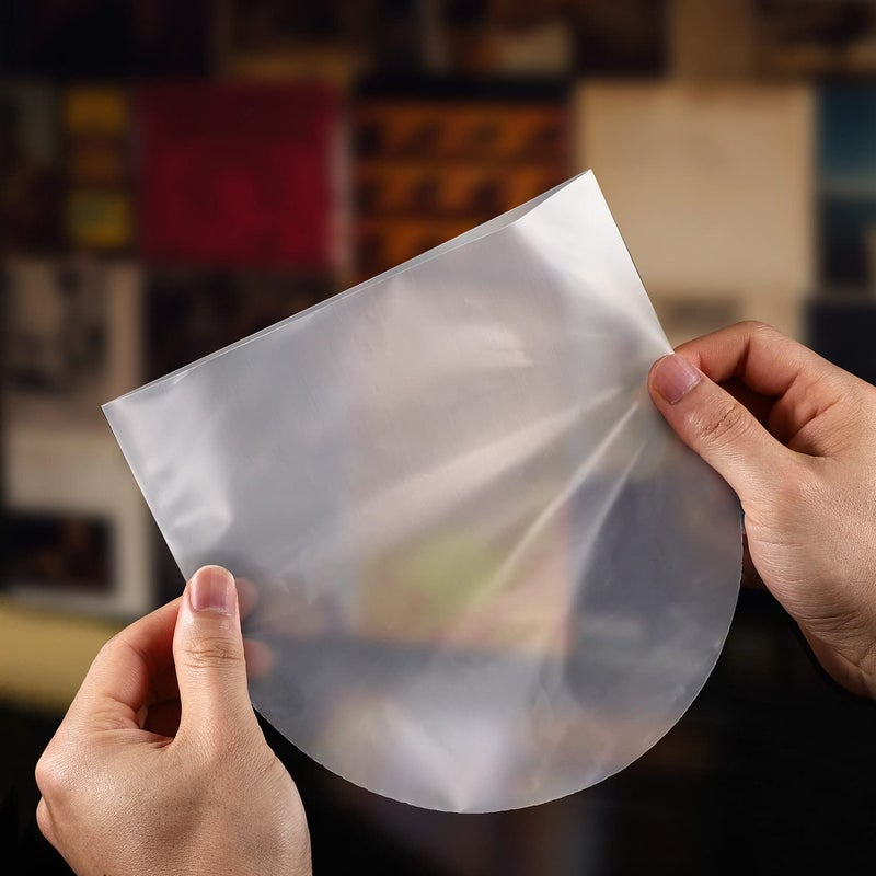 Facmogu 100PCS 7 Inch LP Inner Sleeve, Round Bottom Vinyl Record Sleeves for 45 RPM Records Collections, Anti-Static U shaped Interior Disc Cover Clear Vinyl Covers for Protect LP Album from Scratches - Image 3
