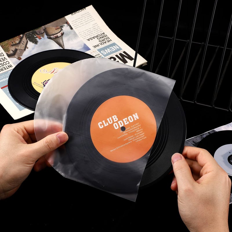 Facmogu 100PCS 7 Inch LP Inner Sleeve, Round Bottom Vinyl Record Sleeves for 45 RPM Records Collections, Anti-Static U shaped Interior Disc Cover Clear Vinyl Covers for Protect LP Album from Scratches - Image 4