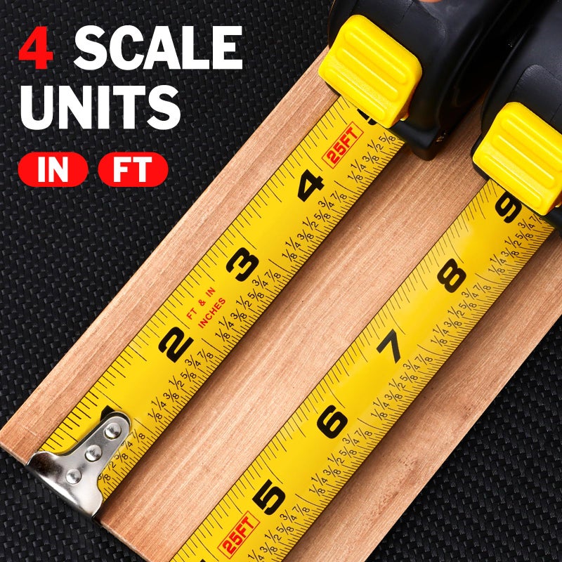 YesBes 10 Pack Bulk Tape Measure 25 FT with Fractions 1/8, Easy Read Retractable Measuring Tape, Great for House Construction and Carpenter - Image 2