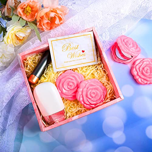 Yulejo 20 Pack Rose Compact Mirror Bulk Pink Plastic Mini Travel Makeup Mirror Hand Bridesmaids Gift for Women Girls Wedding Party - Image 2
