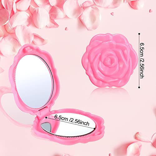 Yulejo 20 Pack Rose Compact Mirror Bulk Pink Plastic Mini Travel Makeup Mirror Hand Bridesmaids Gift for Women Girls Wedding Party - Image 3