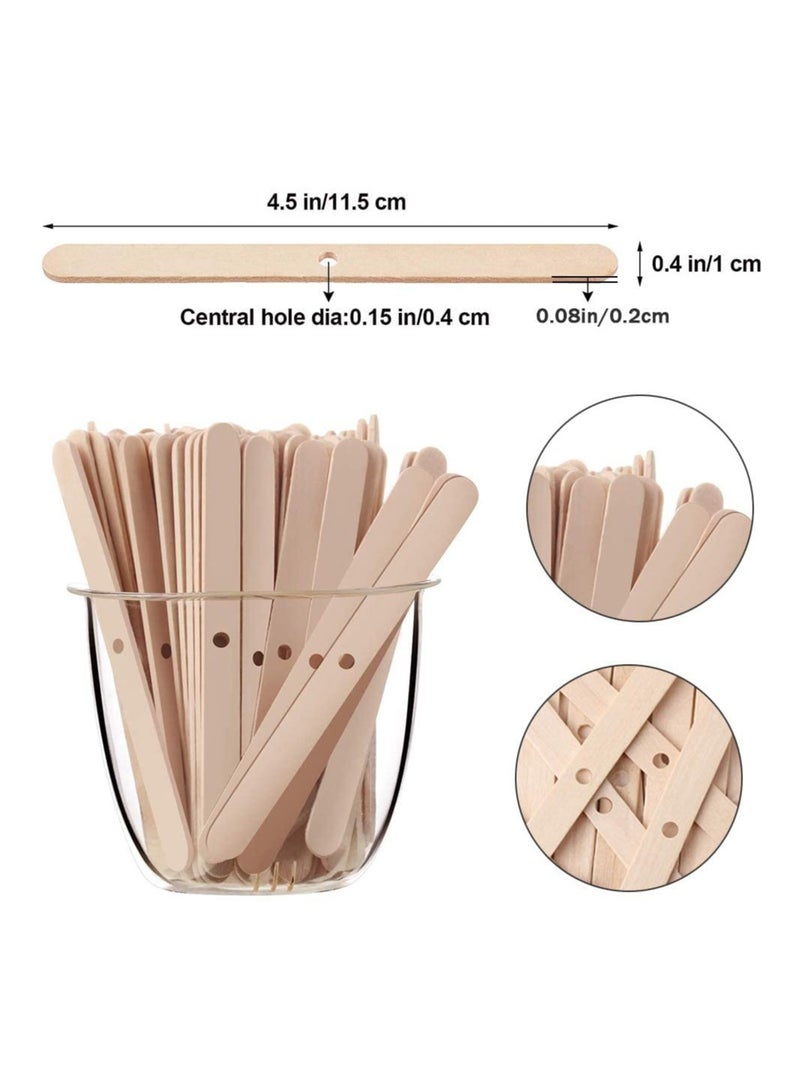 SOLARAE 100 Pcs Candle Wick Holders Candle Wicks Centering Device Candle Wick Bars Wick Holders for Candle Making Wick Clips for Candles Candle Centering Tool Wooden - Image 2