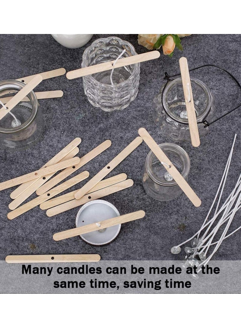 SOLARAE 100 Pcs Candle Wick Holders Candle Wicks Centering Device Candle Wick Bars Wick Holders for Candle Making Wick Clips for Candles Candle Centering Tool Wooden - Image 4