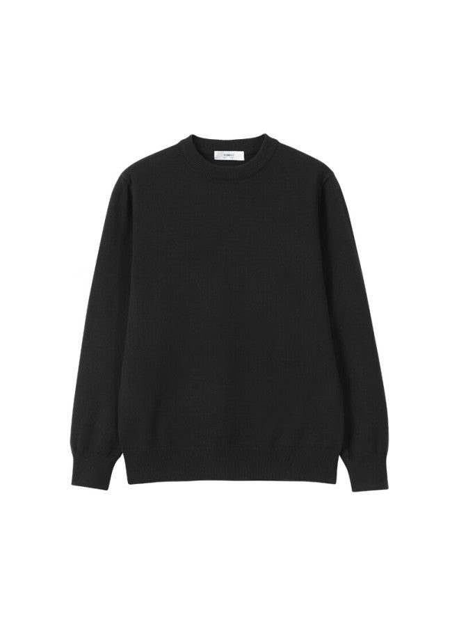 Wendao Autumn Winter New 5a Antibacterial Warm Skin-friendly Crew Neck Knit Sweater W6847 Black L