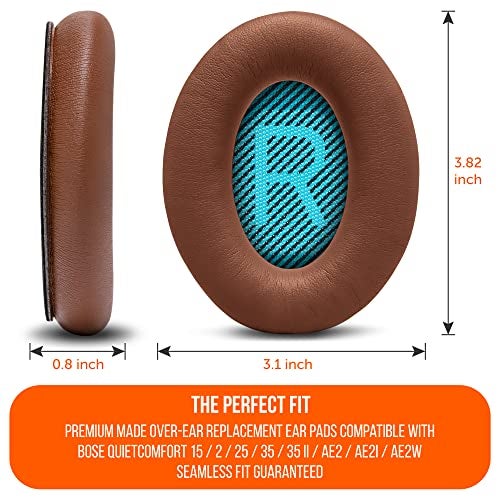WC Wicked Cushions Upgraded Replacement Ear Pads for Bose Headphones - Compatible with QC15 / QC25 / QC35 & 35 ii / QC2 / AE2 / AE2i / AE2W / Soundlink - Softer Leather, Luxury Memory Foam | Brown - Image 5